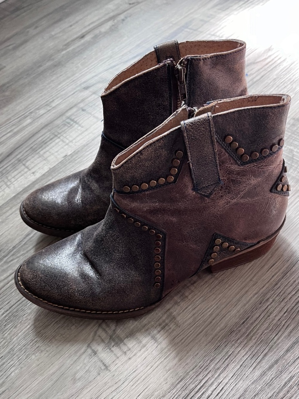 Circle G by Corral Leather Ankle Booties Star Inlay Studded Women's 12 - Picture 3 of 13